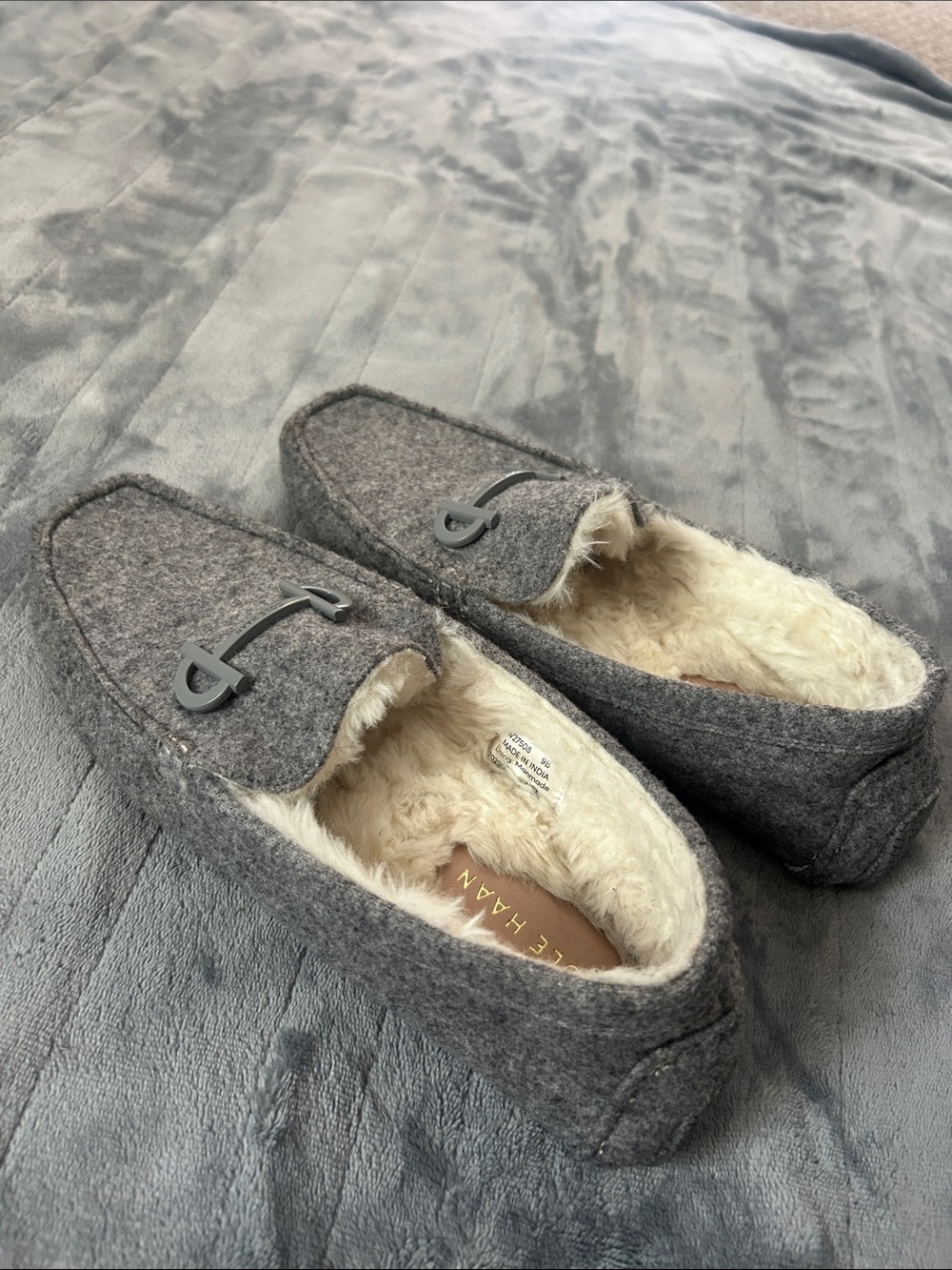 Cole Haan Grey Fur Lined women’s Slippers